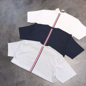 Men's T-Shirts Designer Back colored ribbon round neck short sleeved unisex summer pearl T-shirt for business and leisure