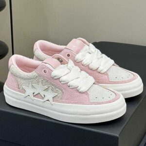 WOMENS SUNSET SKATE LOW 24SS New Designer Women Sneakers Rubber Sole Suede Leather Upper Leather Star Sticker Wide Lace Womens Sports Shoes Daily Casual Shoes