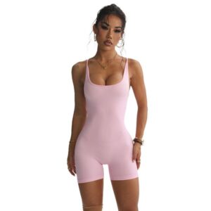 U-neck sexy yoga jumpsuit, comfortable and skin friendly exercise, unconstrained training suit