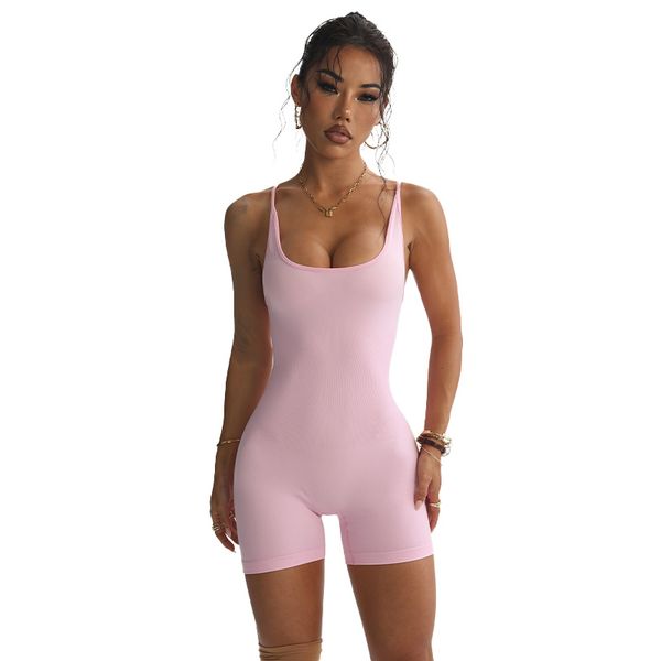 U-neck sexy yoga jumpsuit, comfortable and skin friendly exercise, unconstrained training suit