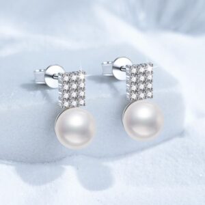 925 Sterling Silver Stud Earrings, Women's French Geometric Full Diamond D-Color 36-Point Moissanite Studs, Affordable Luxury Fashion Earrings