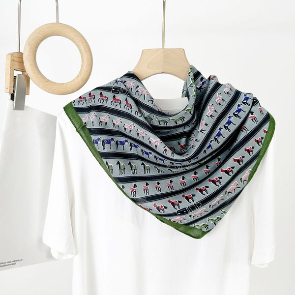 Japanese and Korean simple and fashionable horse queue print square scarf --866609