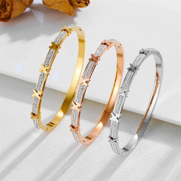 Fashion Letter X Style Stainless Steel Zircon Bracelet Niche Individualistic Accessory Bangle For Women Simple Sophisticated Jewelery
