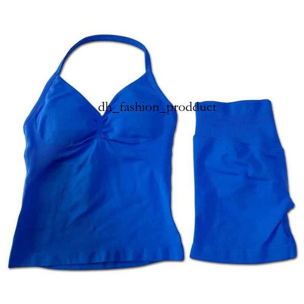 dfyn impact shorts 2pcs Impact Gym Set Womens Backless Tank Top High Waist Threaded Seamless Shorts Gym Set W250410 87f