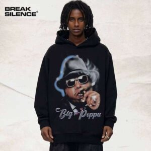 Unisex American Hip-Hop Rap Crewneck Hoodie Biggie Direct Print Heavyweight Puff Technology Long Pullover Winter