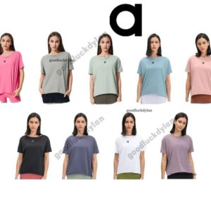 alocardio 5A Quality Girls Fitness Clothing Yoga Outfits Women Athletic Women's Stretchy Sports Tee Perfect Fit For Jogging And Gym Casual Black White Green Pink grey