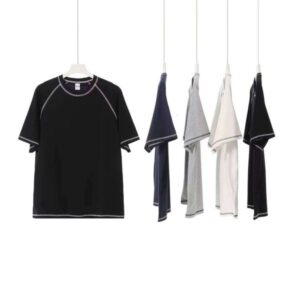 Summer Clothing 240g 100% Cotton Design Sense Color Block Short Sleeve Men's Casual T-Shirt