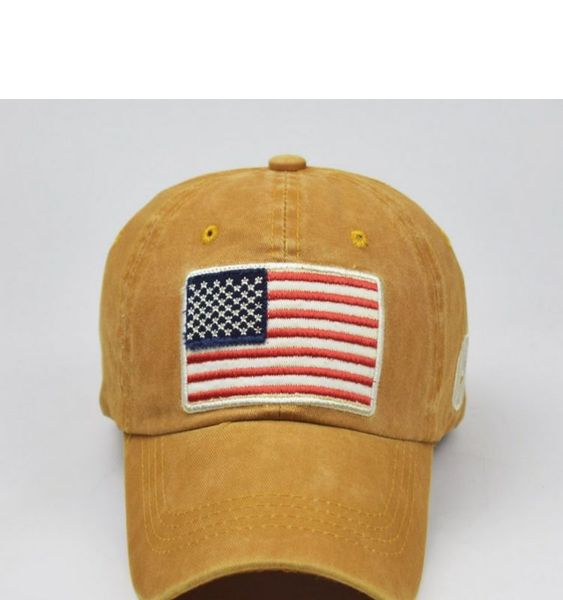 Washed and distressed letter baseball cap, classic American flag cotton hat, perfect for casual wear.