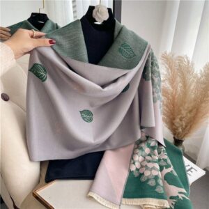 Winter casual trendy brand scarf for women, high-end imitation cashmere office air-conditioning wrap-around shawl, outerwear with thick and warm neck warmer.