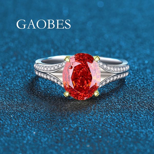 S925 Sterling Silver Ice Flower Cut Oval Shape Engagement Ring with Yellow, Pink, and Padma Red Gemstones for Weddings and Proposals