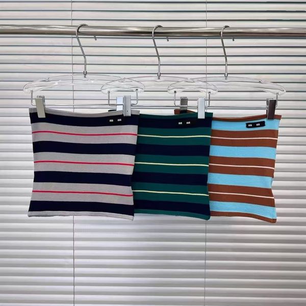 Women's Tanks & Camis Designer Embroidered double-layer strapless vest with contrasting colors sleeveless short top