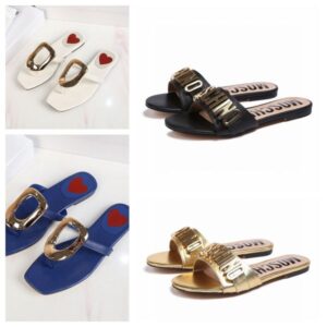 Leather designer ladies sandals summer flat shoes fashion beach women slippers letter drag Luxury mens Slipper outdoors Sandals Summer Beach Casual Shoes
