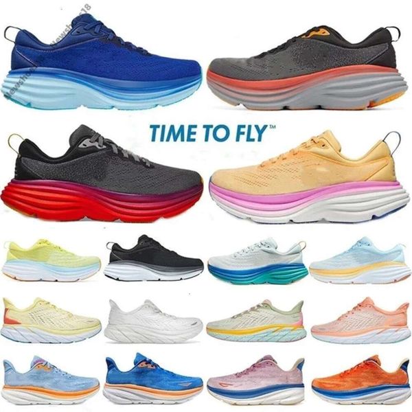 Quality Top New Time to FLY ONE Bondi Running Shoes Clifton 8 9 Black White Trainer Designer Women Men Summer Orange Amber Womens Free People Platform Shoes