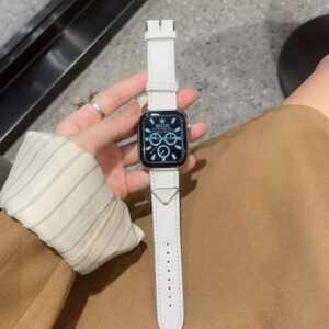 Designer Apple Watch Band For Smart watches Series 9 45MM Leather Bands Fashion Wristbands With Triangle Twill Patterns smartwatch
