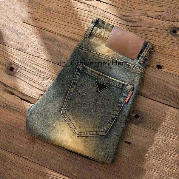 praded designer jeans mens slim prafa jeans Mens Stretch Skinny Fashion Jeans Luxury Logo Pants stacked padel jeans men trousers Men and women casual denim pant d5e