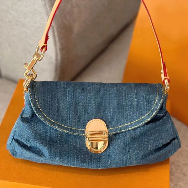 Blue Denim Vintage Designer Bag Fashion Shoulder Bag Women's Tote Bag Handbag Luxury Bag Travel Bag Patterned Underarm Bag