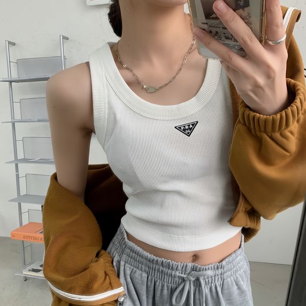2025ss Fashion Designer Brands Knitted Tops Rhinestone Letter Embroidery Women's T-Shirt Tanks Elasticity Slim Fit Vest Camis Sexy Sleeveless Vest Top Braces Tank
