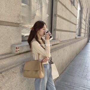 Rich Deep Brown Korean Instagram New Autumn/Winter Flip Bag Style Commuting PU Bag Women One Shoulder Crossbody Bag Trendy