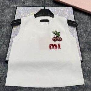 Women's Tanks Camis miu New cherry MM knitted alphabet embroidery Bust 72 length 42