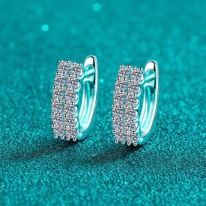 925 Sterling Silver Moissanite Earrings Double Row Full Paved Diamond Hoop Earrings for Women, Perfect for Everyday Wear, Elegant & Chic