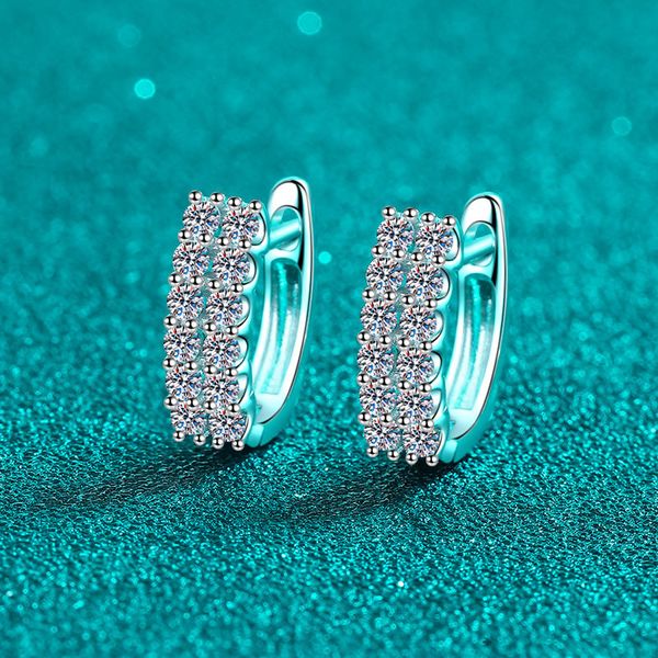 925 Sterling Silver Moissanite Earrings Double Row Full Paved Diamond Hoop Earrings for Women, Perfect for Everyday Wear, Elegant & Chic