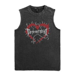 American Style Sleeveless T-Shirt for Men Summer Trendy Brand Heart Tank Top Washed Loose Plus Size Men's Short Sleeve Vest
