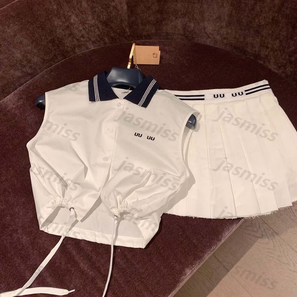 Women Designer Two Piece Dress Clothing Set Letter Embroidered Sleeveless Shirts Tanks Suits Skirt Sets -12 Elegance Summer Clothes Lady Suit DZD2504072