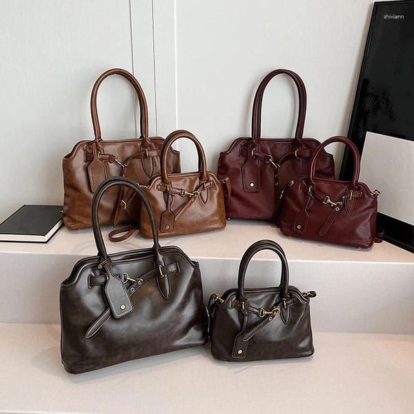 Totes Brand Designer Brown Bag Bury Leather Handbag For Women Vintage Large Capacity Tote Crossbag