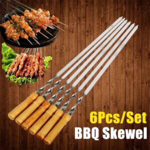 Stainless Steel Extended Reusable Barbecue Outdoor Camping Beend Lamb Skewers Picnic Flat Tools 250219