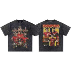 Yamal American Unisex Cross-Country Short Sleeve Heavy Washed Vintage Crew Neck Gym Fashion 100% Cotton T-Shirt