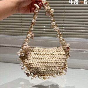 Beach Bags Fashion Mesh Hollow Woven Shopping-Bags for Summer Straw Tote Bag Shoulder Bag