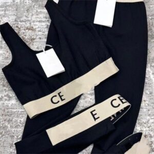 Women's Two Piece Pants Designer Versatile letter vest elastic waist slimming yoga pants