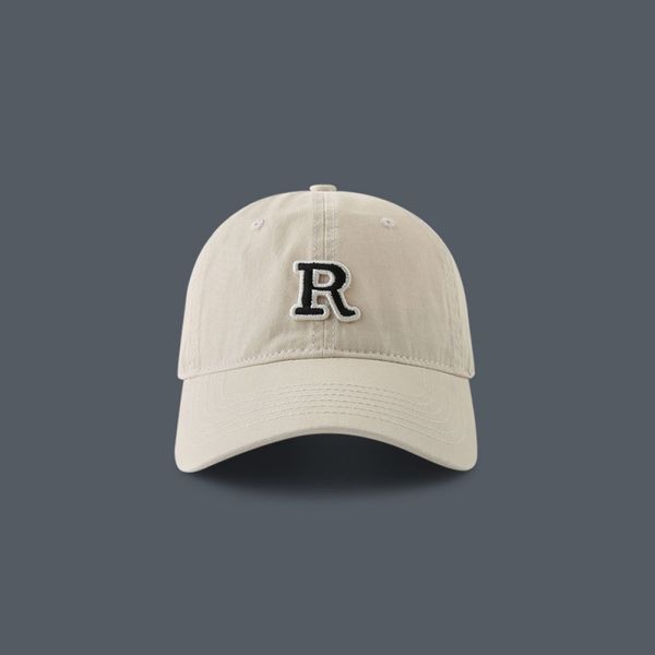 Children's Four Seasons R Letter Baseball Cap - Japanese Style Leather Pink Washed Cotton Wide Brim for Small Faces - Boys' Curved Brim Hat