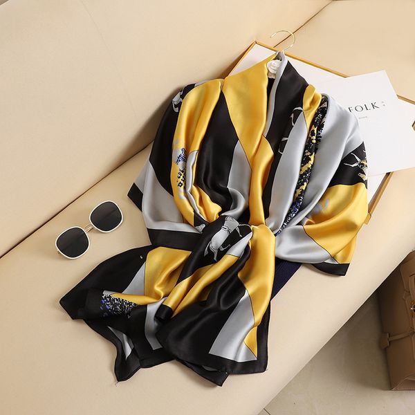 Korean Gardenia Imitation Silk Shawl - Versatile Womens Scarf for Sun Protection