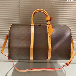 Men's duffel bag designer floral leather travel bag women's large capacity tote men's business handbag with shoulder strap tote shoulder purse