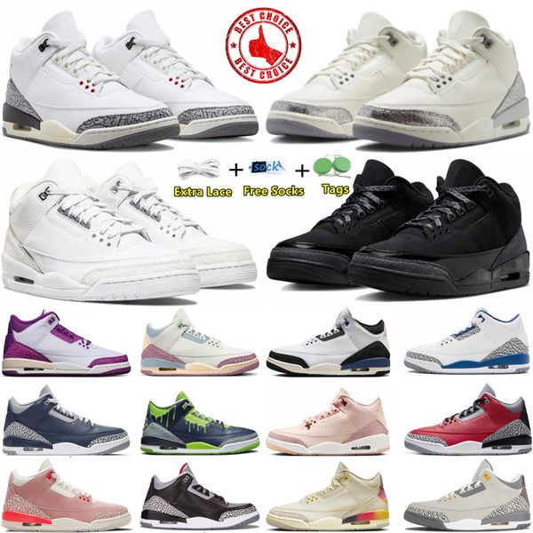 3 3s mens basketball shoes Black Cat Metallic Silver Pure Money Vivid Purple Free Throw Line Valentines Day Wizards men women trainers sports sneakers sneaker
