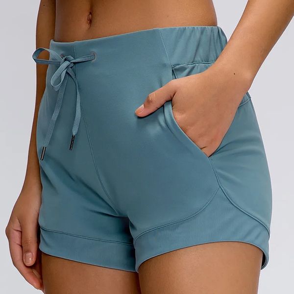 2022-Women Sports Shorts Casual Yoga Pants Cinchable Drawcord Short Pants Soft Fabric Running Sweatpants Fitness Training Trousers Nake-Feeling Drawers