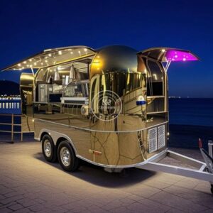 Stainless Steel Street Food Cart Hot Dog Pizza Coffee Ice Cream Mobile Fast Food Trailer With Full Kitchen