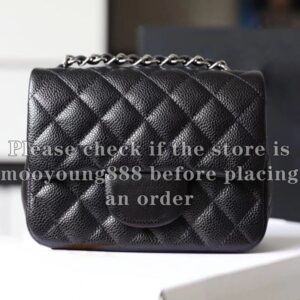 12A Upgrade Mirror Quality Classic Mini Square Flap Bag Womens Genuine Leather Caviar Lambskin Quilted Bag Designer Black Purse Handbag Shoulder Gold Chain Box Bags