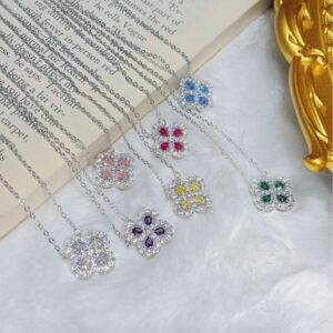 Necklace – Women's Snowflake Waterdrop Full-Diamond Pendant Fashionably Beautiful Glittering Flower-shaped Collar Chain Simple Design