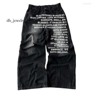 Men's Jeans Y2K Men Vintage American Pattern Letter Streetwear Gothic Harajuku Hip Hop Women Fashion Casual Wide Leg 719