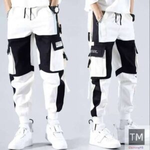 Multi Pocket Deep Pleated Buckle Decoration Black And White Color Scheme Fashion Designer 2025 New Jeans Hip-hop Street Wear Summer Loose Pants Men s Style