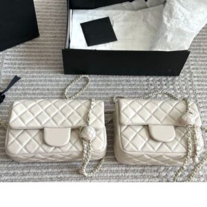 17/20cm Women Shoulder Bag Plain Metal Ball Quilted Mini Classic Flap Lambskin Leather Diamond Lattice Adjustable Matelasse Chain Crossbody Handbag Coin Purse