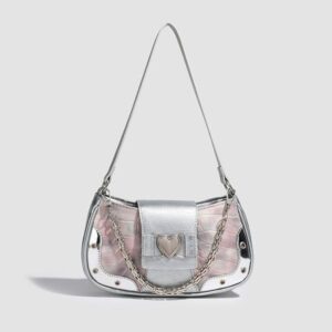 Women's Underarm Bag High Quality Mini Underarm Bag with Zipper Single Shoulder Crossbody Bag Multi Color Chain Love Leather Women's Bag Suitable for Party Schools