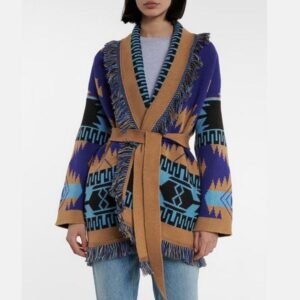 853971G01 Women's Outerwear & Coats Autumn and Winter Long Sleeves Cape Wool Blend Knitted Cardigan Loose Bohemian Vintage Jacquard