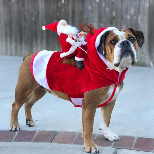 supplies Pet clothes Santa Claus riding a deer Jacket Coat Pets Christmas Apparel Costumes for Big Small Dog bcf