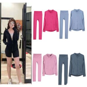 Designer yoga womens define workout sports fiess quick drying sport jackets solid color zipper jogging sportswear women jacket coat Pink Gray M S XL