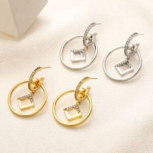 18K Gold Plated Earrings Women Brand Luxury Designer Letter Heart Dangle Hoop Stud Earrings Wedding Gift Party Jewelry with Box
