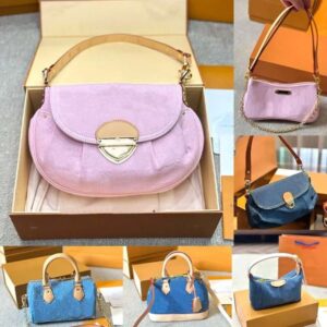 Designer bag pink denim bag crossbody bag luxury bag Totes bag women's fashion casual underarm handbag shoulder bag vintage women's messenger bag
