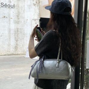 Street trend niche design Korean version of spring new ballet style portable women's bag trendy and versatile silver single shoulder underarm bag spicy girl club bag
